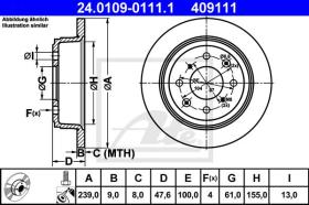 ATE 409111 - DISCO DE FRENO HONDA CIVIC (3/4-T?R