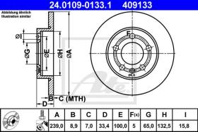 ATE 409133 - DISCO DE FRENO AUDI A3 (96-03)