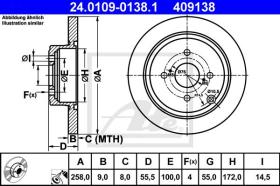 ATE 409138 - DISCO DE FRENO TOYOTA COROLLA (02-0