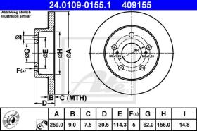 ATE 409155 - DISCO DE FRENO TOYOTA AURIS (07-)