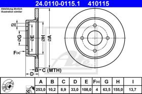 ATE 410115 - DISCO DE FRENO FORD FIESTA V (02-08