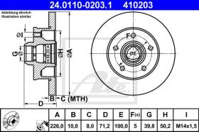 ATE 410203 - DISCO DE FRENO SEAT TOLEDO I (1L) (