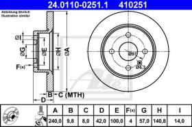 ATE 410251 - DISCO DE FRENO OPEL ASTRA G / VAUXH