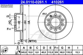 ATE 410261 - DISCO DE FRENO AUDI 80 QUATTRO (92-