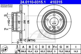 ATE 410315 - DISCO DE FRENO BMW 1ER REIHE/E81/E8