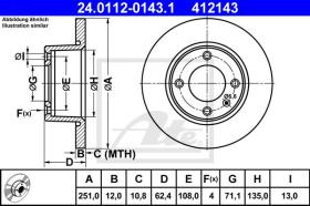 ATE 412143 - DISCO DE FRENO CITROEN XANTIA (X1)