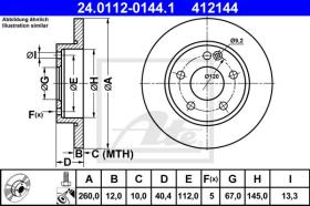 ATE 412144 - DISCO DE FRENO MERCEDES BENZ A-KLAS