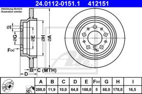 ATE 412151 - DISCO DE FRENO VOLVO S60 (00-09)