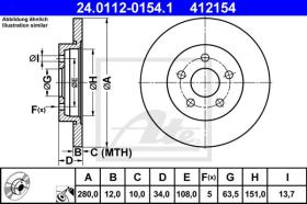 ATE 412154 - DISCO DE FRENO FORD MONDEO III (01-