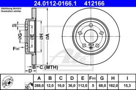 ATE 412166 - DISCO DE FRENO AUDI A4 (B6/B7) (01-