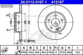 ATE 412167 - DISCO DE FRENO MERCEDES BENZ A-KLAS