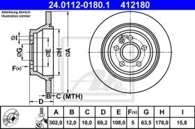 ATE 412180 - DISCO DE FRENO VOLVO S80 II (06-)