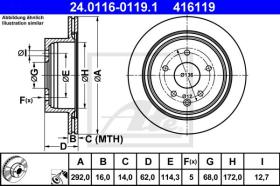 ATE 416119 - DISCO DE FRENO NISSAN X-TRAIL (T30)