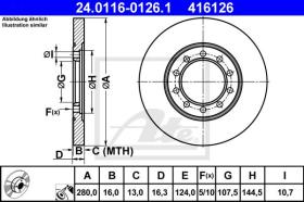 ATE 416126 - DISCO DE FRENO FORD TRANSIT (06-)