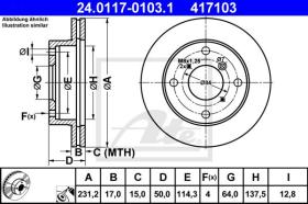 ATE 417103 - DISCO DE FRENO SUBARU JUSTY (95-03)