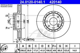 ATE 420140 - DISCO DE FRENO OPEL ASTRA F / VAUXH