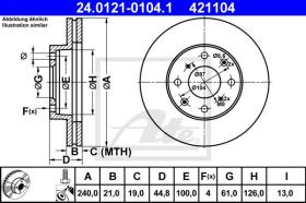 ATE 421104 - DISCO DE FRENO HONDA CIVIC (3/4-T?R