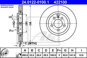 ATE 422100 - DISCO DE FRENO SEAT TOLEDO I (1L) (