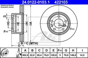 ATE 422103 - DISCO DE FRENO BMW 5ER REIHE/E34 (8