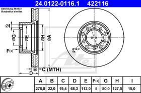 ATE 422116 - DISCO DE FRENO MERCEDES BENZ (R107)