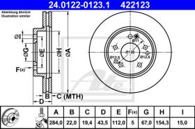 ATE 422123 - DISCO DE FRENO MERCEDES BENZ (R107)