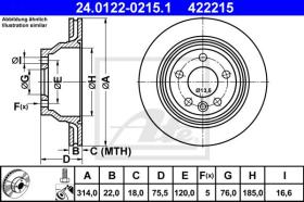 ATE 422215 - DISCO DE FRENO VOLKSWAGEN TOUAREG (