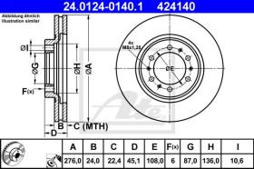 ATE 424140 - DISCO DE FRENO MITSUBISHI L 200 (86