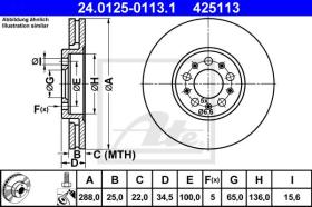 ATE 425113 - DISCO DE FRENO AUDI A3 (96-03)