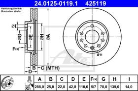 ATE 425119 - DISCO DE FRENO OPEL/SAAB