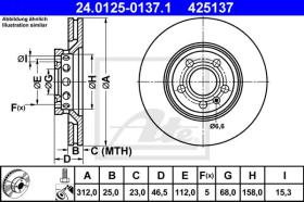 ATE 425137 - DISCO DE FRENO AUDI A4 (B6/B7) (01-