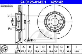 ATE 425142 - DISCO DE FRENO OPEL ASTRA G / VAUXH