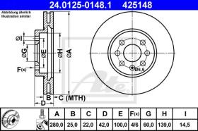 ATE 425148 - DISCO DE FRENO OPEL ASTRA H / GTC /