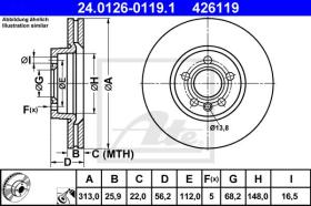 ATE 426119 - DISCO DE FRENO FORD GALAXY I (95-06