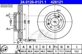 ATE 426121 - DISCO DE FRENO PEUGEOT 407 COUPE (0