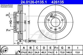 ATE 426135 - DISCO DE FRENO KIA CARNIVAL II (01-