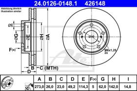 ATE 426148 - DISCO DE FRENO TOYOTA AURIS (07-)