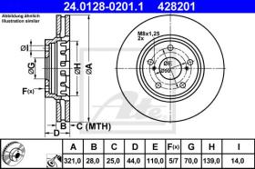 ATE 428201 - DISCO DE FRENO OPEL ASTRA H / GTC /