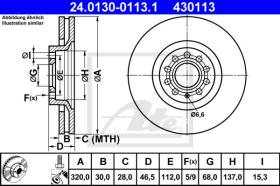 ATE 430113 - DISCO DE FRENO AUDI A4 (B5) (95-01)