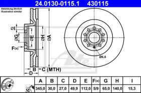 ATE 430115 - DISCO DE FRENO AUDI A3 / A3 SPORTBA