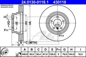 ATE 430118 - DISCO DE FRENO BMW 7ER REIHE/E65/E6