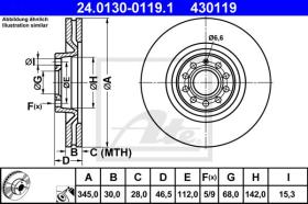 ATE 430119 - DISCO DE FRENO AUDI A4 (B6/B7) (01-