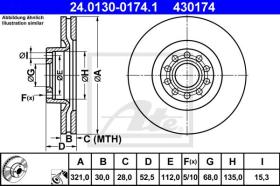 ATE 430174 - DISCO DE FRENO AUDI A6 (C5) (97-05)