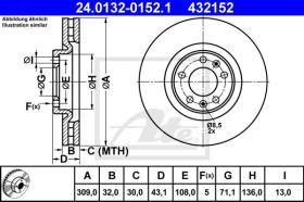 ATE 432152 - DISCO DE FRENO PEUGEOT 607 (00-)