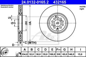 ATE 432165 - DISCO DE FRENO DCHO. AUDI TT COUPE