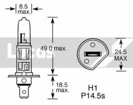 Lucas LLB448 - LAMPARA HALOGENA H1 12V. 55W.