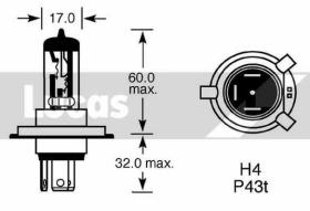 Lucas LLB472 - LAMPARA H4 12V.60/55W.