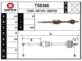 Transmisiones ART169 - TRANSMISION DCHA. ALFA 147 / FIAT BRAVO / FIAT STILO