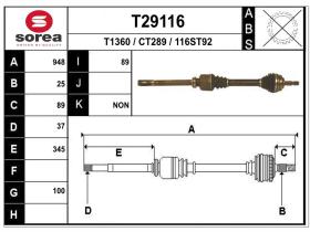 Transmisiones CT289 - TRANSMISION DCHA. CITROEN C5 HDI