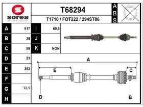 Transmisiones FOT222 - TRANSMISION DCHA.FORD FIESTA/COURI.