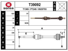 Transmisiones PT249 - TRANSMISION DCHA.PEUGEOT 307 / C4